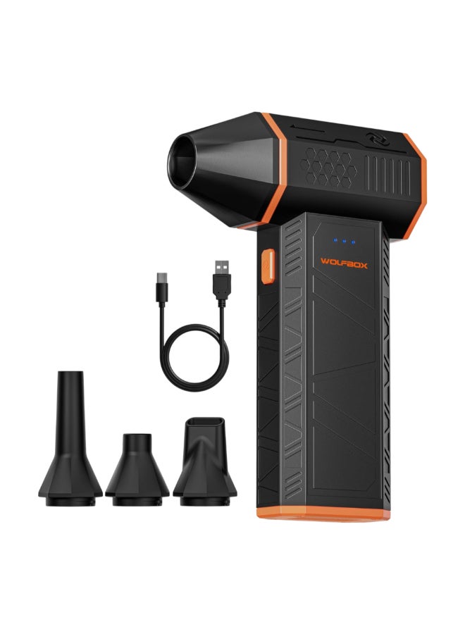 WOLFBOX 110K RPM 5000mAh 3-Gear Turbofan Rechargeable Cordless Electric Air Duster Black and Orange 4.5 x 17.5 x 15 cm MEGAFLOW 50 - Image 1